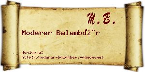 Moderer Balambér névjegykártya
